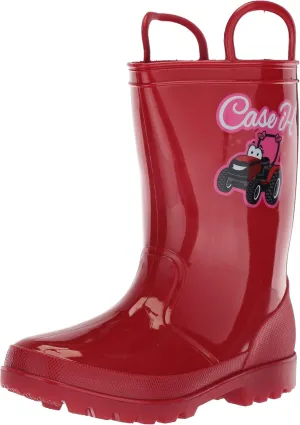 AdTec CI-4011 Printed Rain Boots for Kid's- Easy Pull on Handles, Waterproof, and PVC Synthetic, Red, US