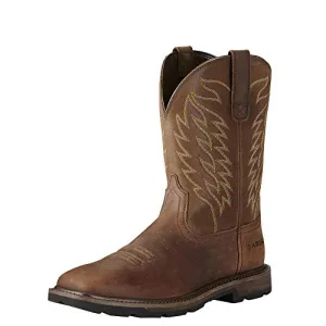 ARIAT mens Groundbreaker Square Toe Work Boot, Brown, 9.5 US