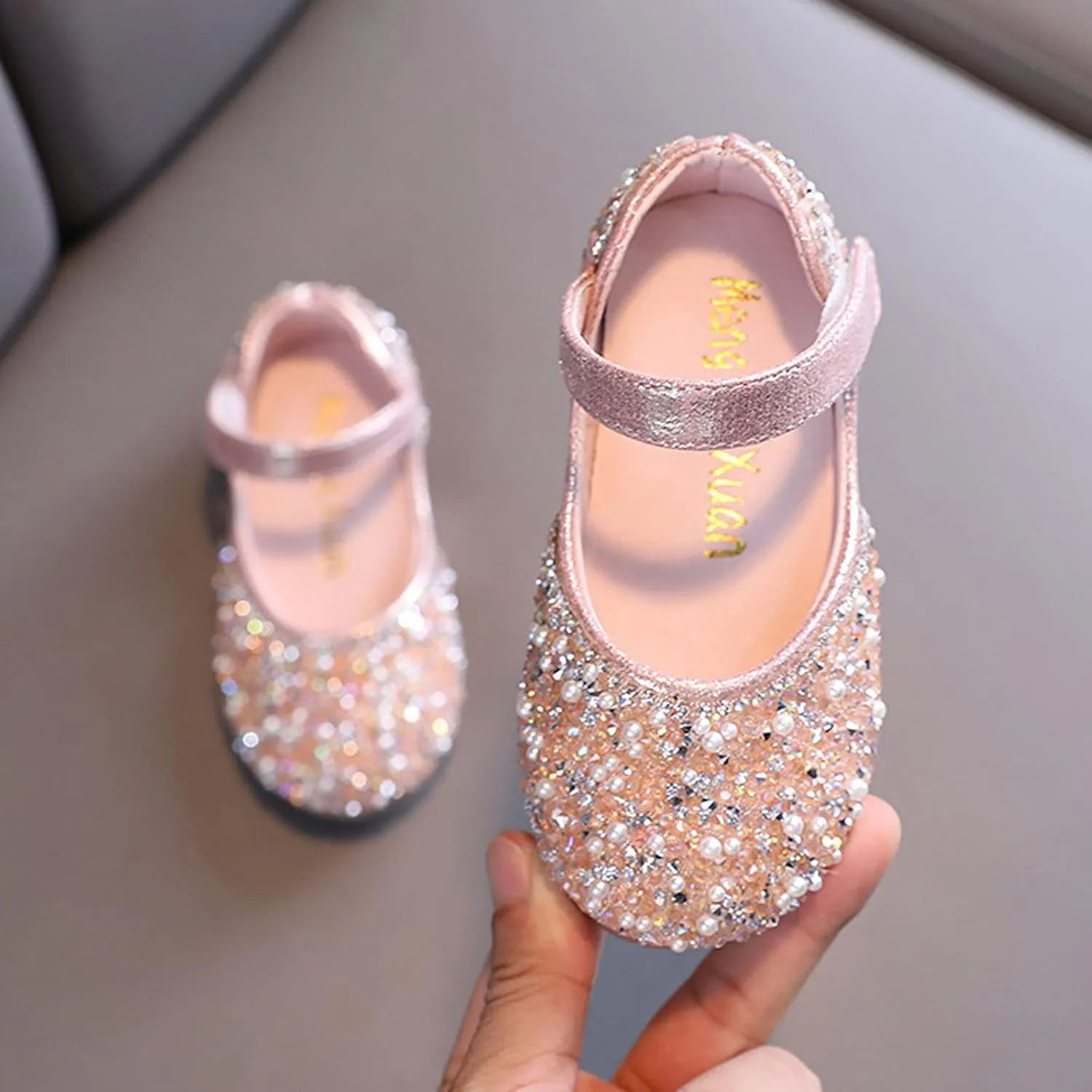 Baby Girls Mary Jane Dress Shoes Rhinestones Flower Girl Wedding Party Shoes Ballet Flats Toddler Sandals