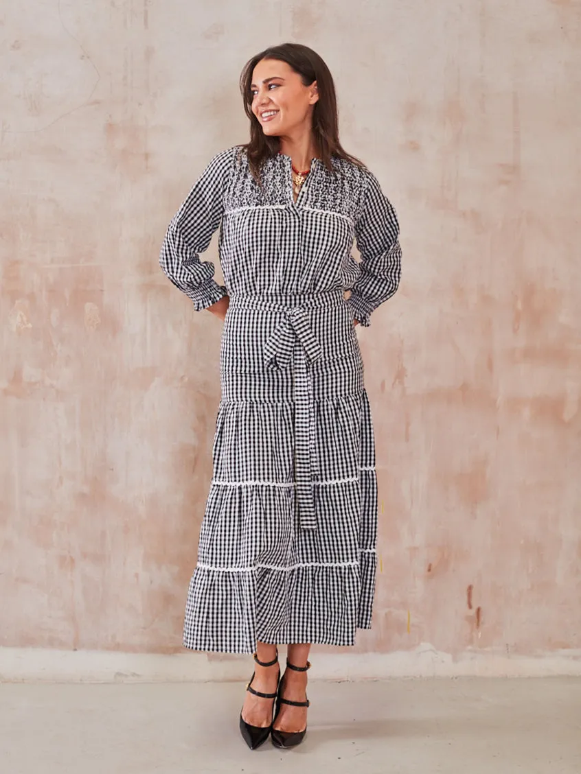 'BEACH TO BAR' BLOUSE IN BLACK GINGHAM