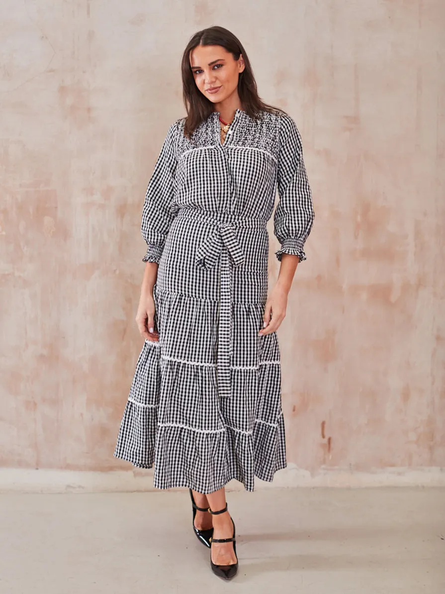 'BEACH TO BAR' BLOUSE IN BLACK GINGHAM