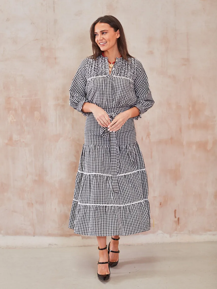 'BEACH TO BAR' BLOUSE IN BLACK GINGHAM