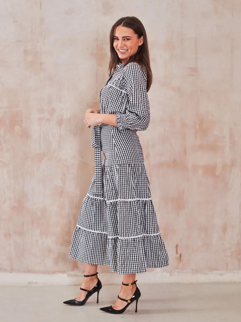 'BEACH TO BAR' BLOUSE IN BLACK GINGHAM