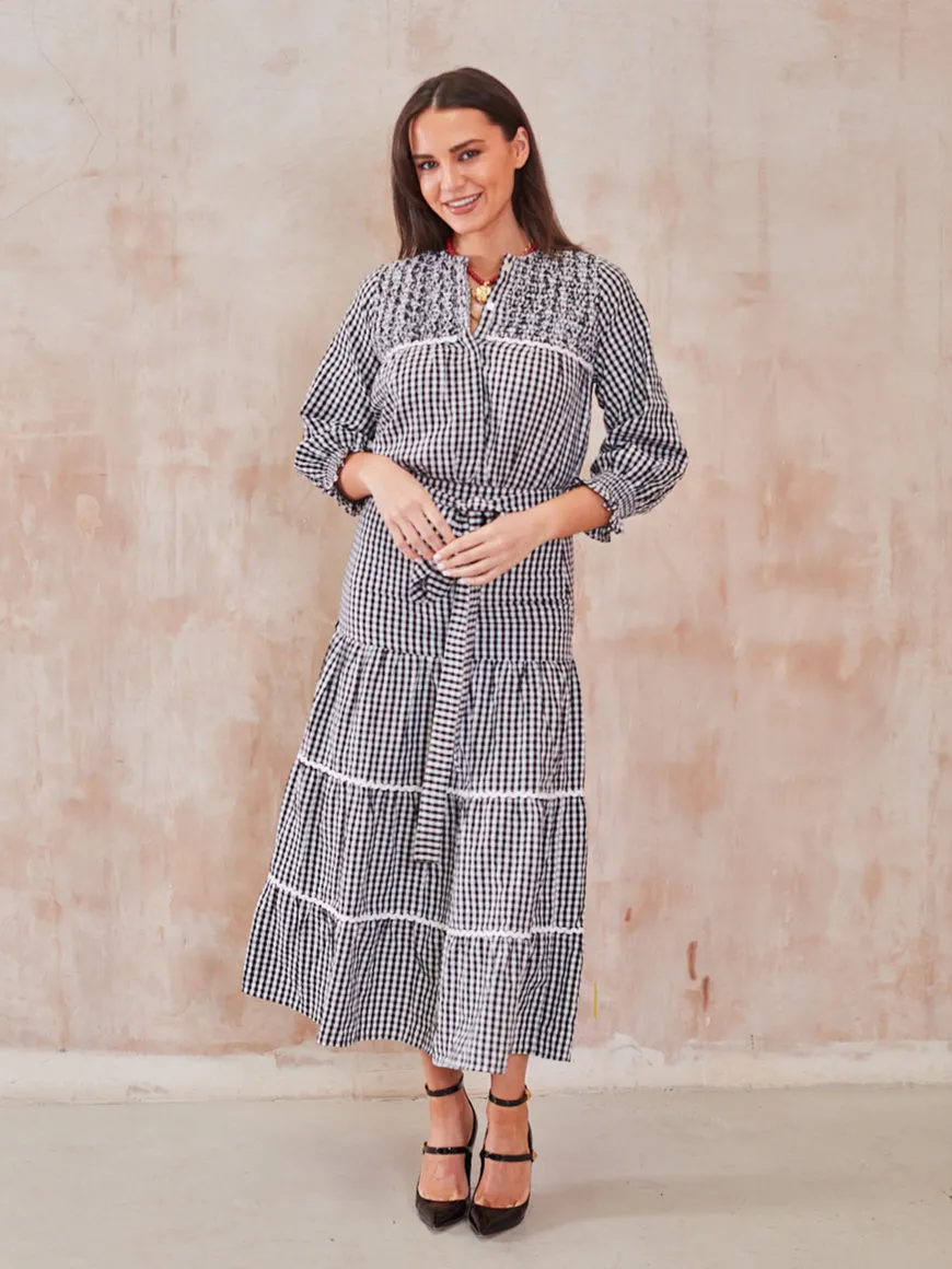 'BEACH TO BAR' BLOUSE IN BLACK GINGHAM