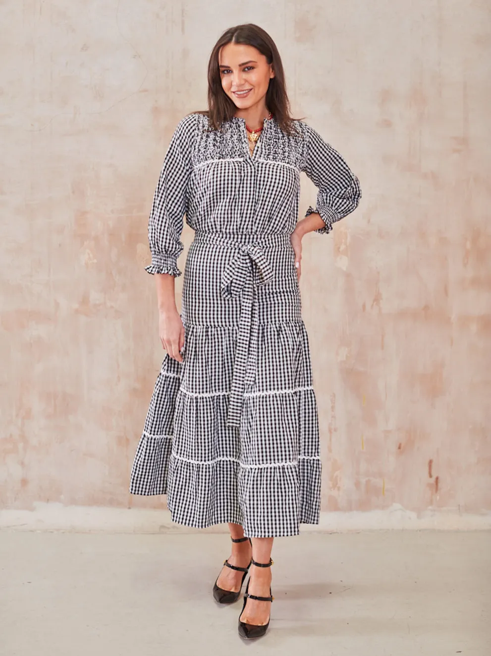 'BEACH TO BAR' BLOUSE IN BLACK GINGHAM