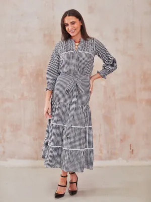'BEACH TO BAR' BLOUSE IN BLACK GINGHAM