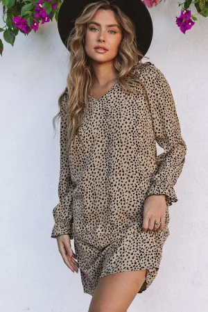 Beautiful Long Sleeve Leopard Mini Dress