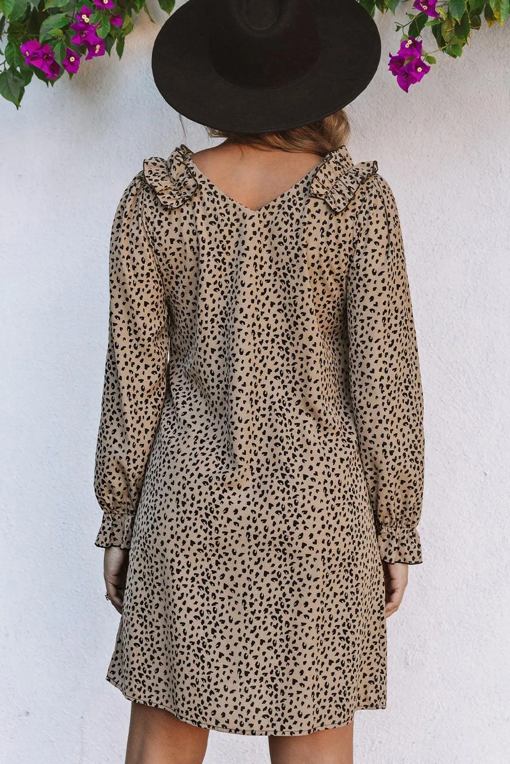 Beautiful Long Sleeve Leopard Mini Dress