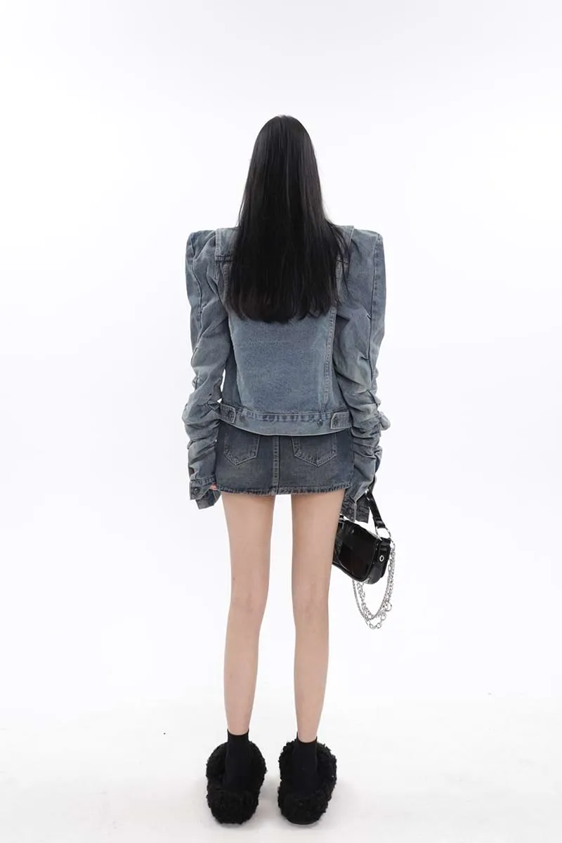 Belted Denim Micro-Mini Skirt
