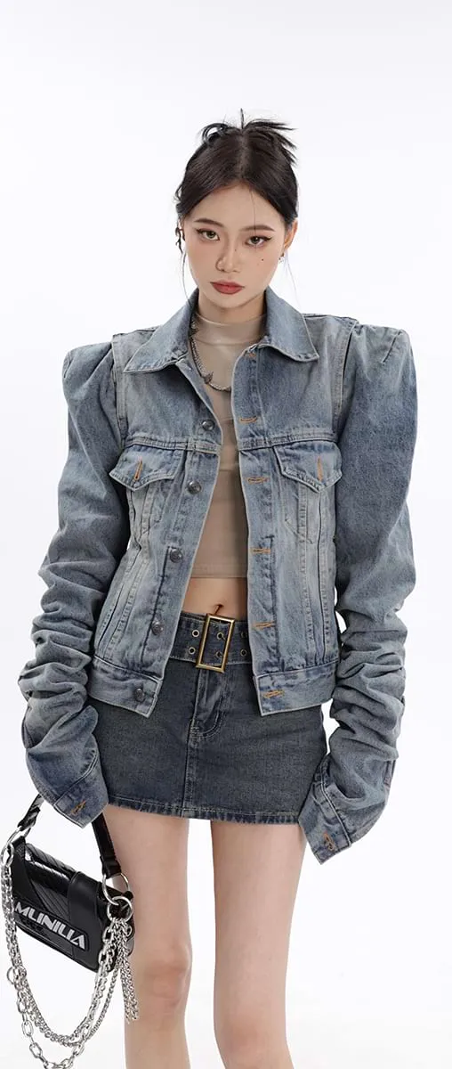 Belted Denim Micro-Mini Skirt
