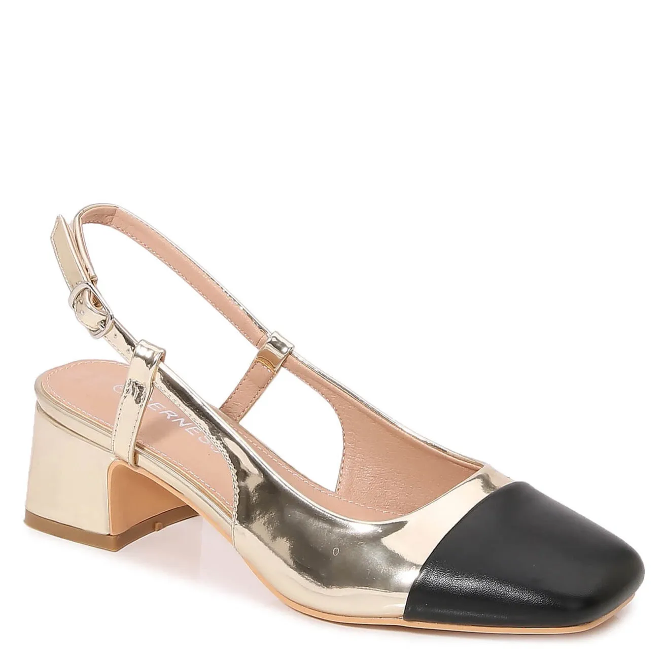Bethany Classic Leather Slingback Block Heels