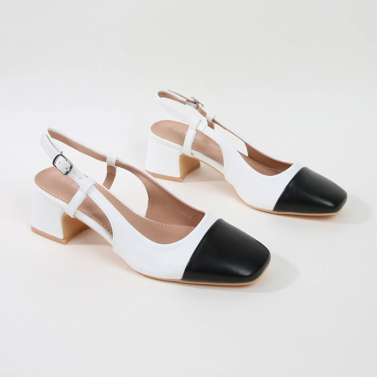 Bethany Classic Leather Slingback Block Heels
