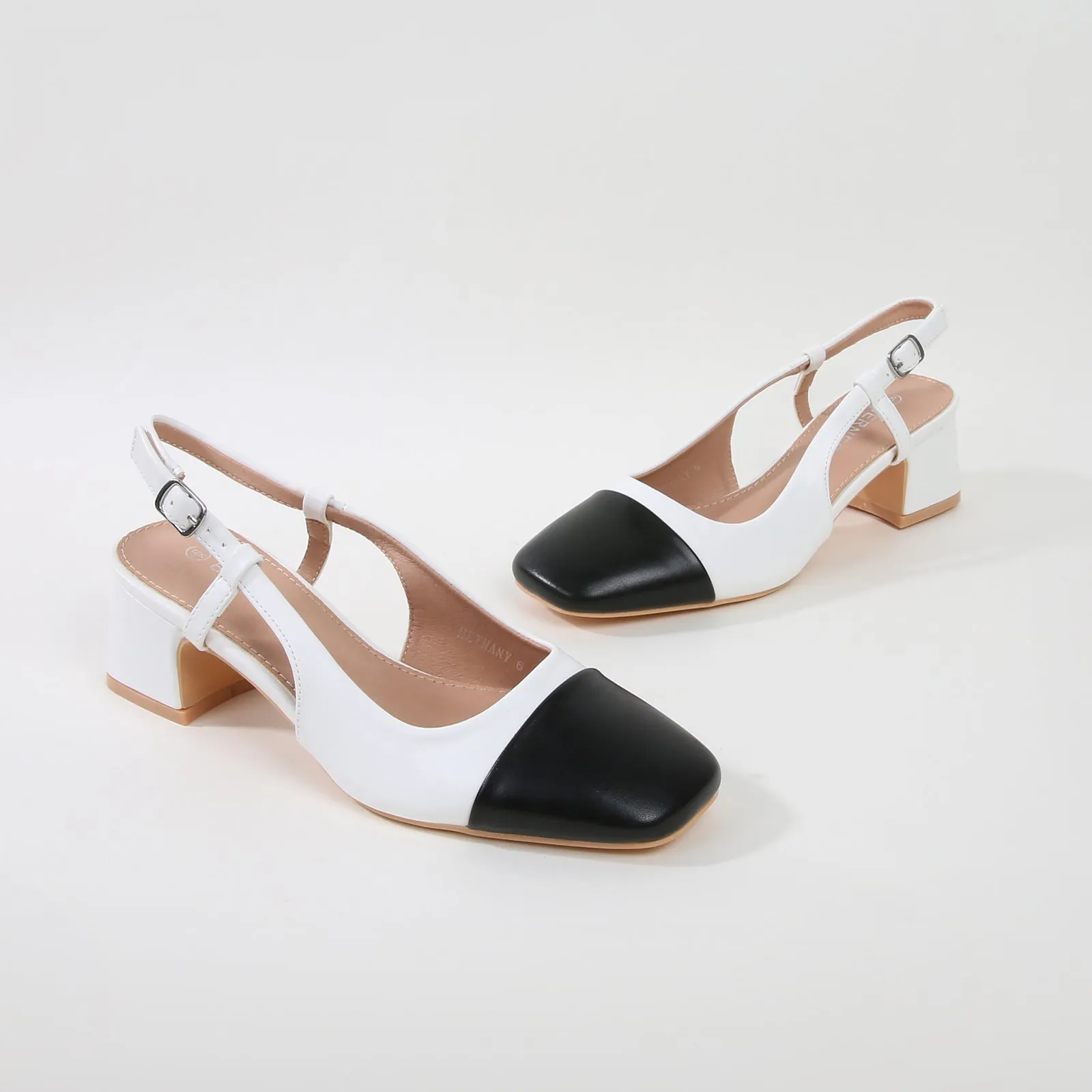 Bethany Classic Leather Slingback Block Heels