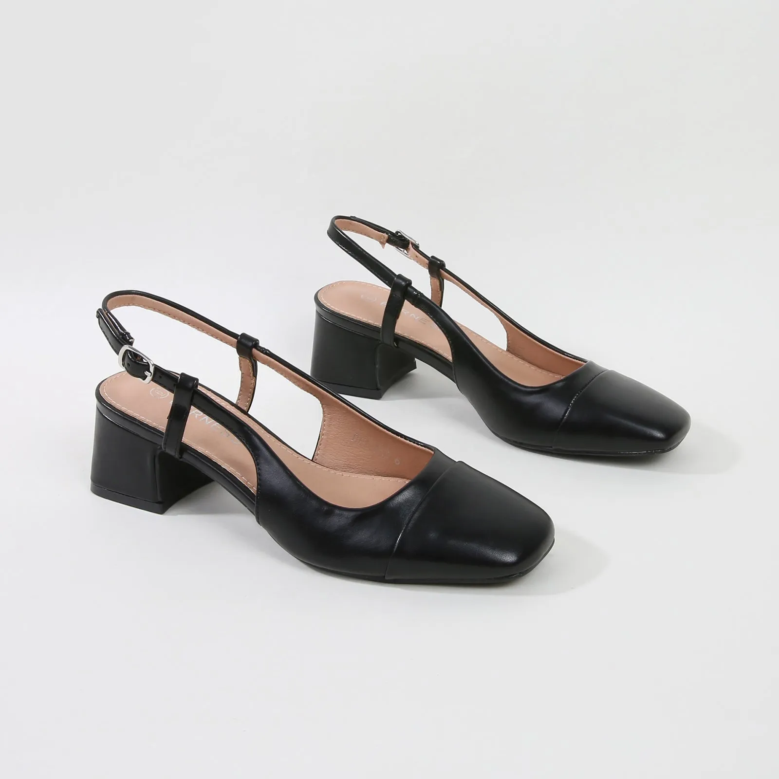 Bethany Classic Leather Slingback Block Heels