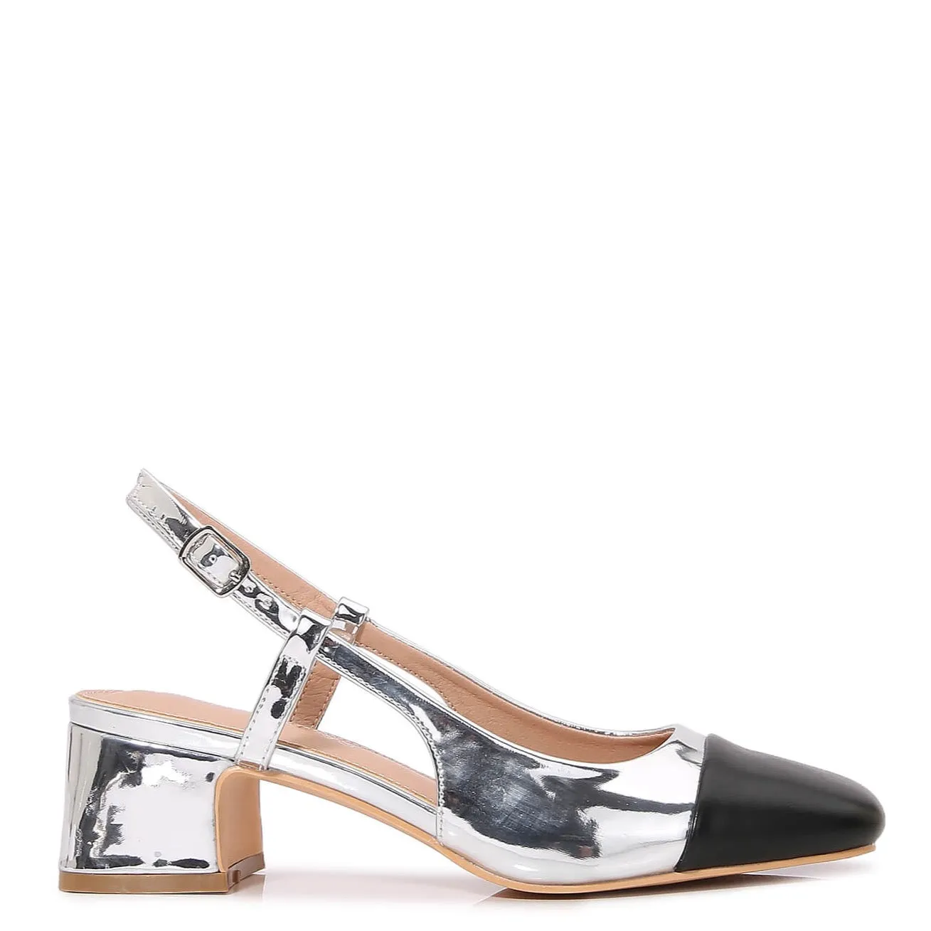 Bethany Classic Leather Slingback Block Heels