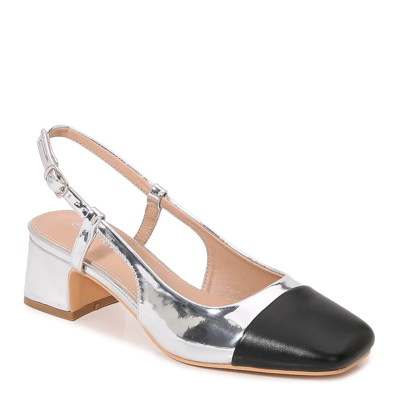 Bethany Classic Leather Slingback Block Heels