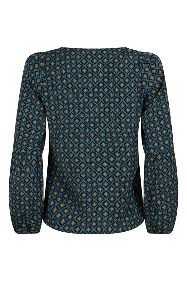 Blouse Yvie - Blauw Dessin