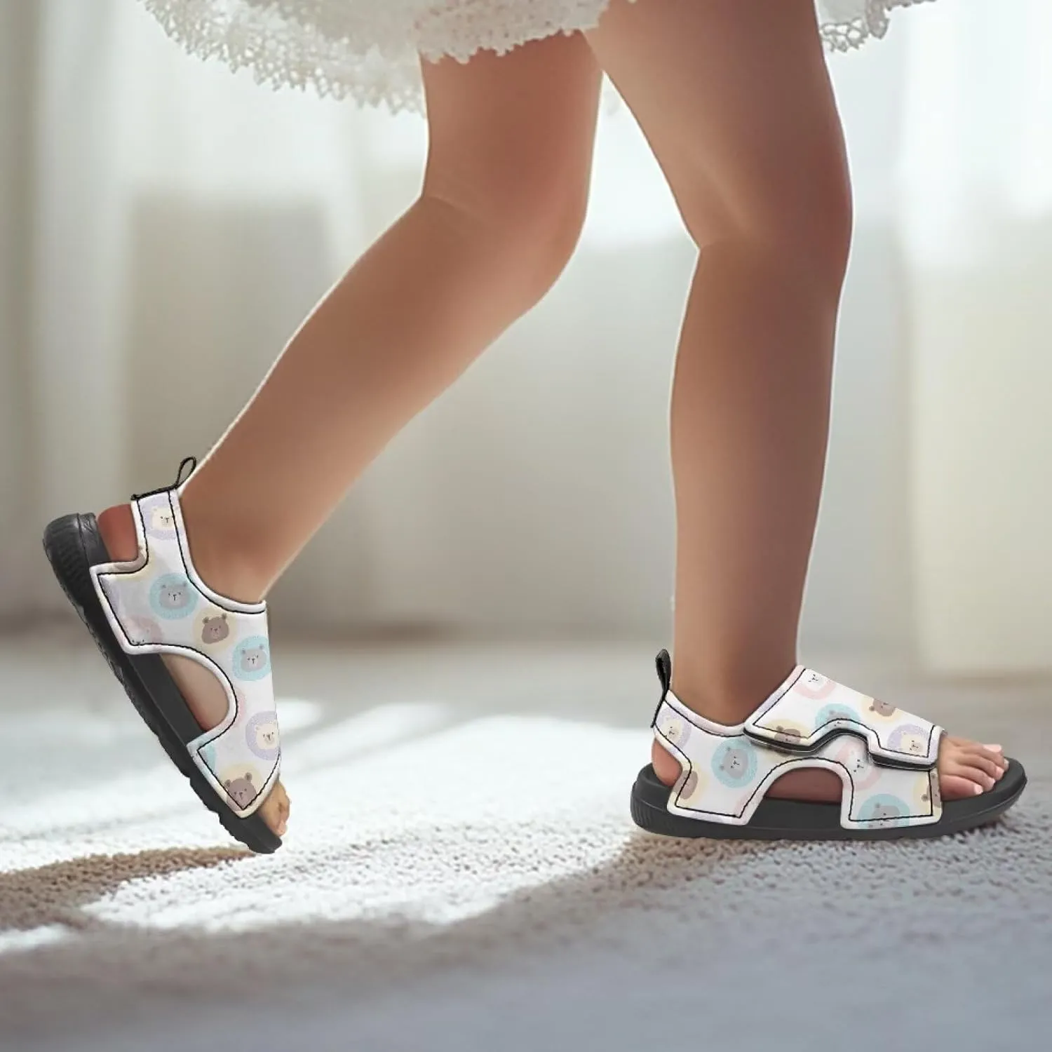 Boys Girls Kids Summer Sandals Slides Open-Toed Beach Sandals Magic Sticker Outdoor Shoes Toddler/Little Kid