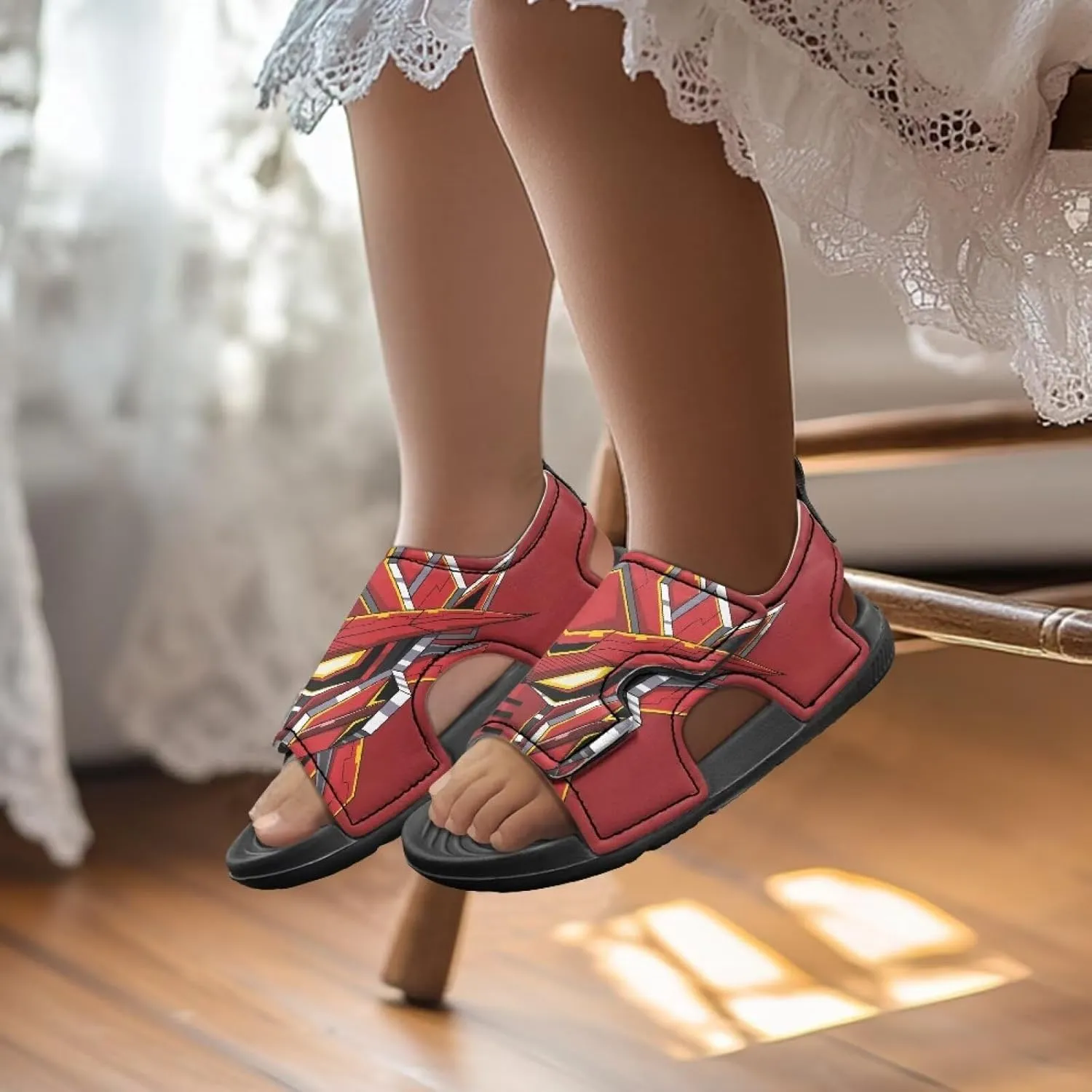 Boys Girls Kids Summer Sandals Slides Open-Toed Beach Sandals Magic Sticker Outdoor Shoes Toddler/Little Kid