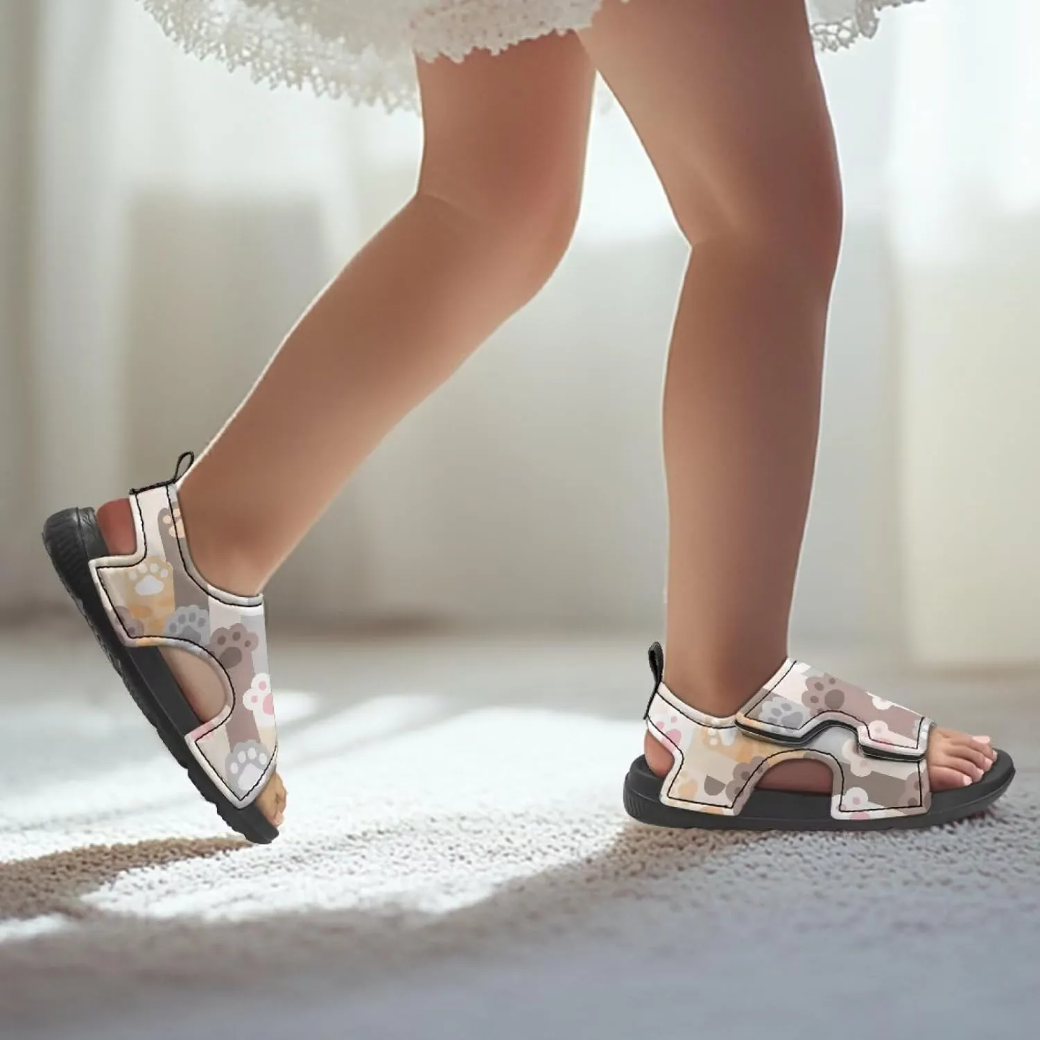 Boys Girls Kids Summer Sandals Slides Open-Toed Beach Sandals Magic Sticker Outdoor Shoes Toddler/Little Kid