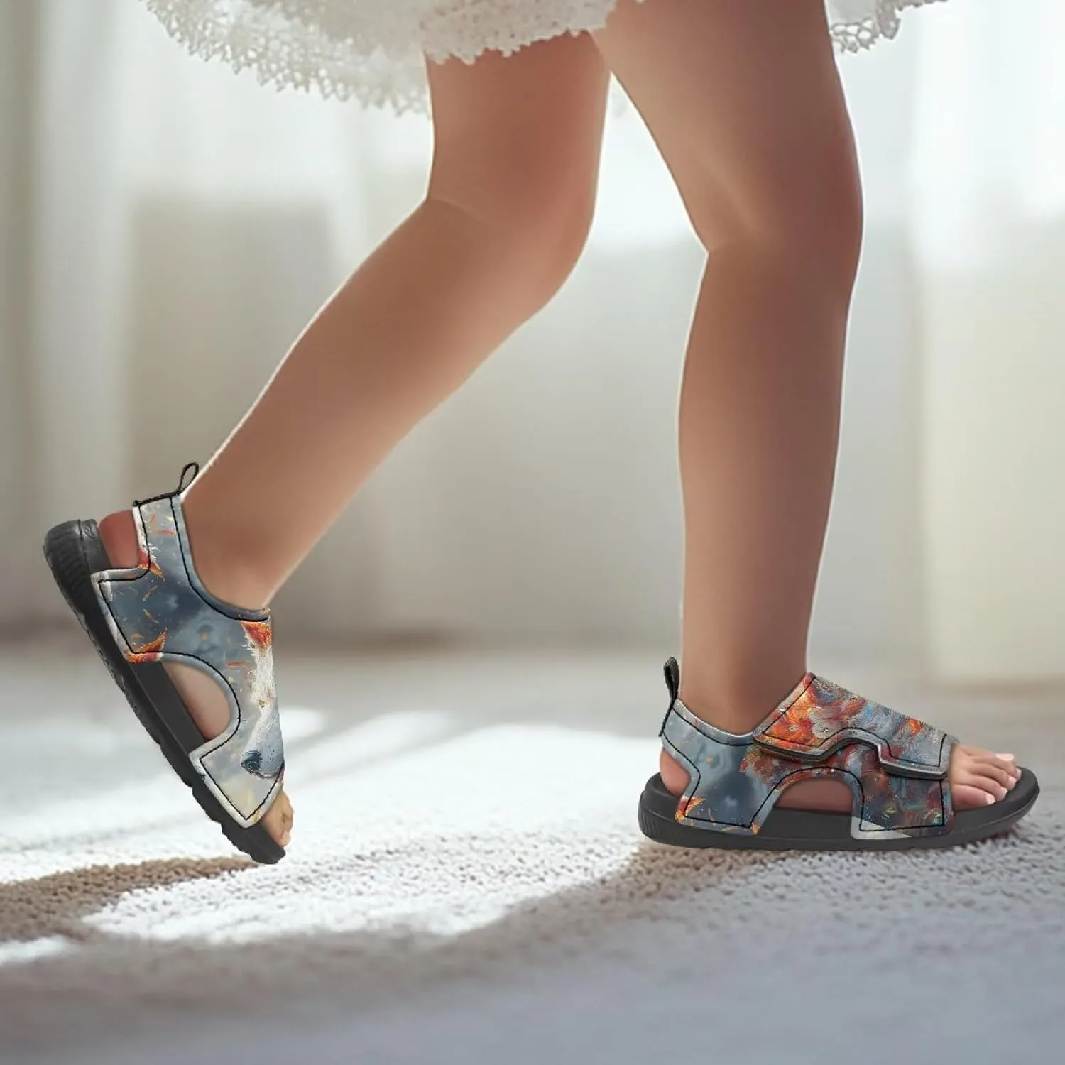 Boys Girls Kids Summer Sandals Slides Open-Toed Beach Sandals Magic Sticker Outdoor Shoes Toddler/Little Kid