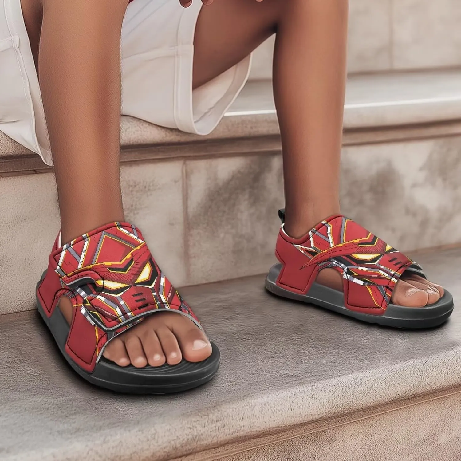 Boys Girls Kids Summer Sandals Slides Open-Toed Beach Sandals Magic Sticker Outdoor Shoes Toddler/Little Kid