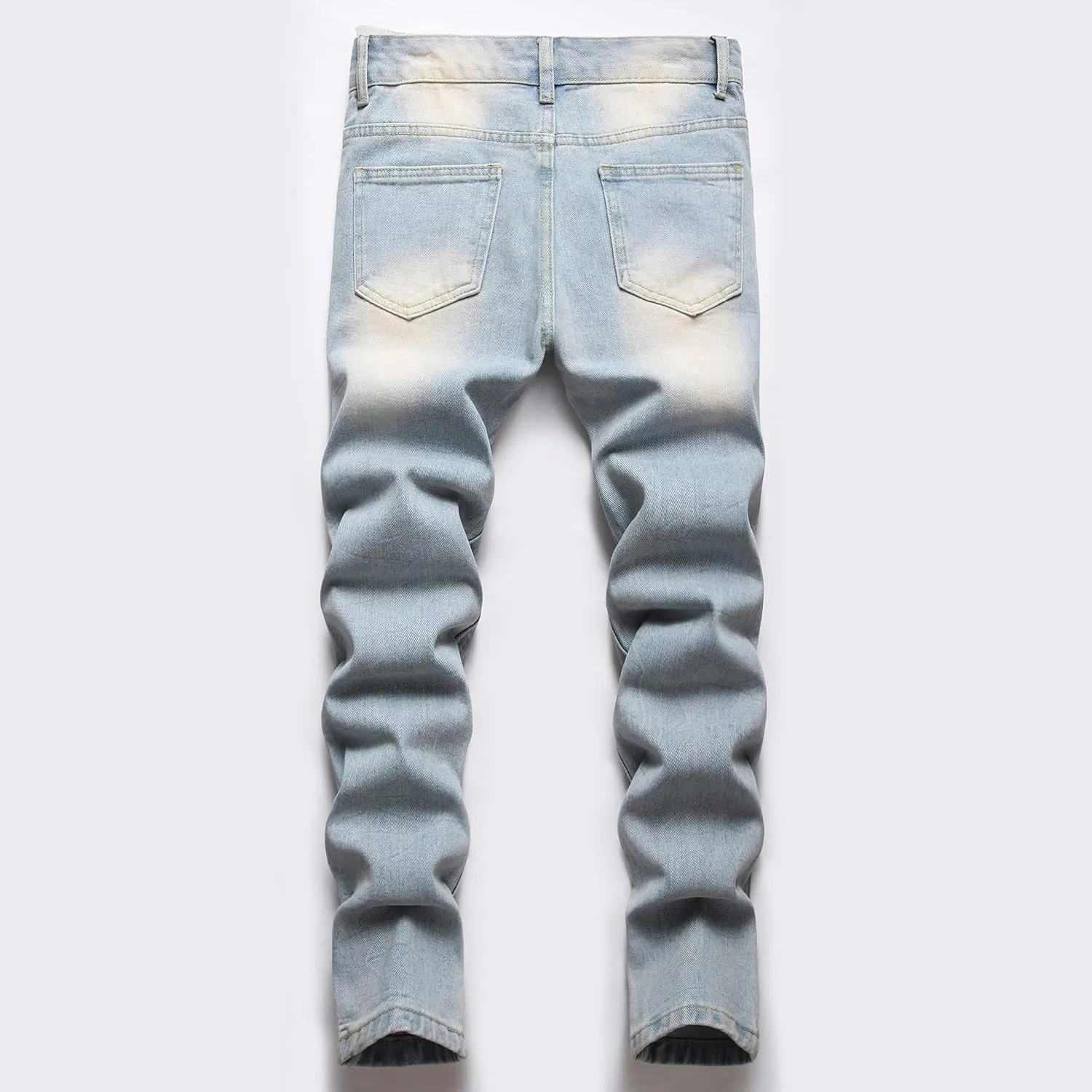 Boy's Skinny Fit Ripped Destroyed Distressed Fashion Denim Jeans Pants