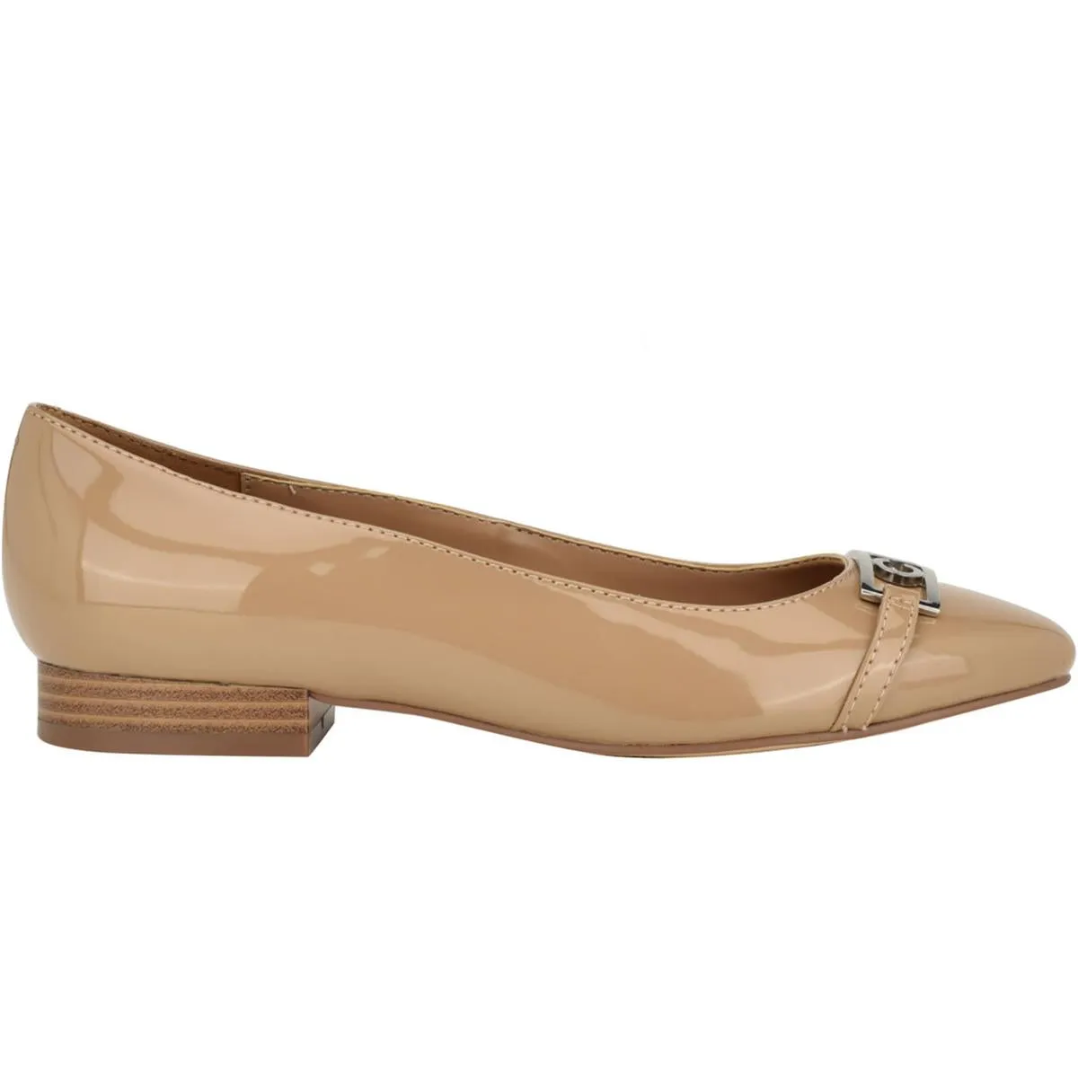 Calvin Klein Womens Cherish Faux Leather Embellished Logo Flat Shoes