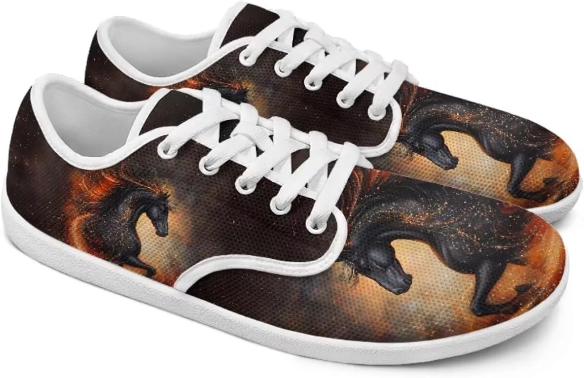 chaqlin Horse Sneaker Classic Lace-Up Low Top Tennis Shoes Wide Flat Running Walking Sneaker Non Slip Barefoot Shoe