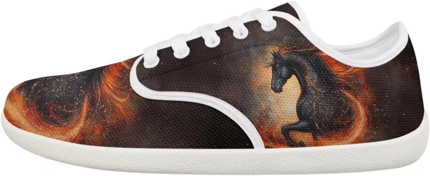 chaqlin Horse Sneaker Classic Lace-Up Low Top Tennis Shoes Wide Flat Running Walking Sneaker Non Slip Barefoot Shoe