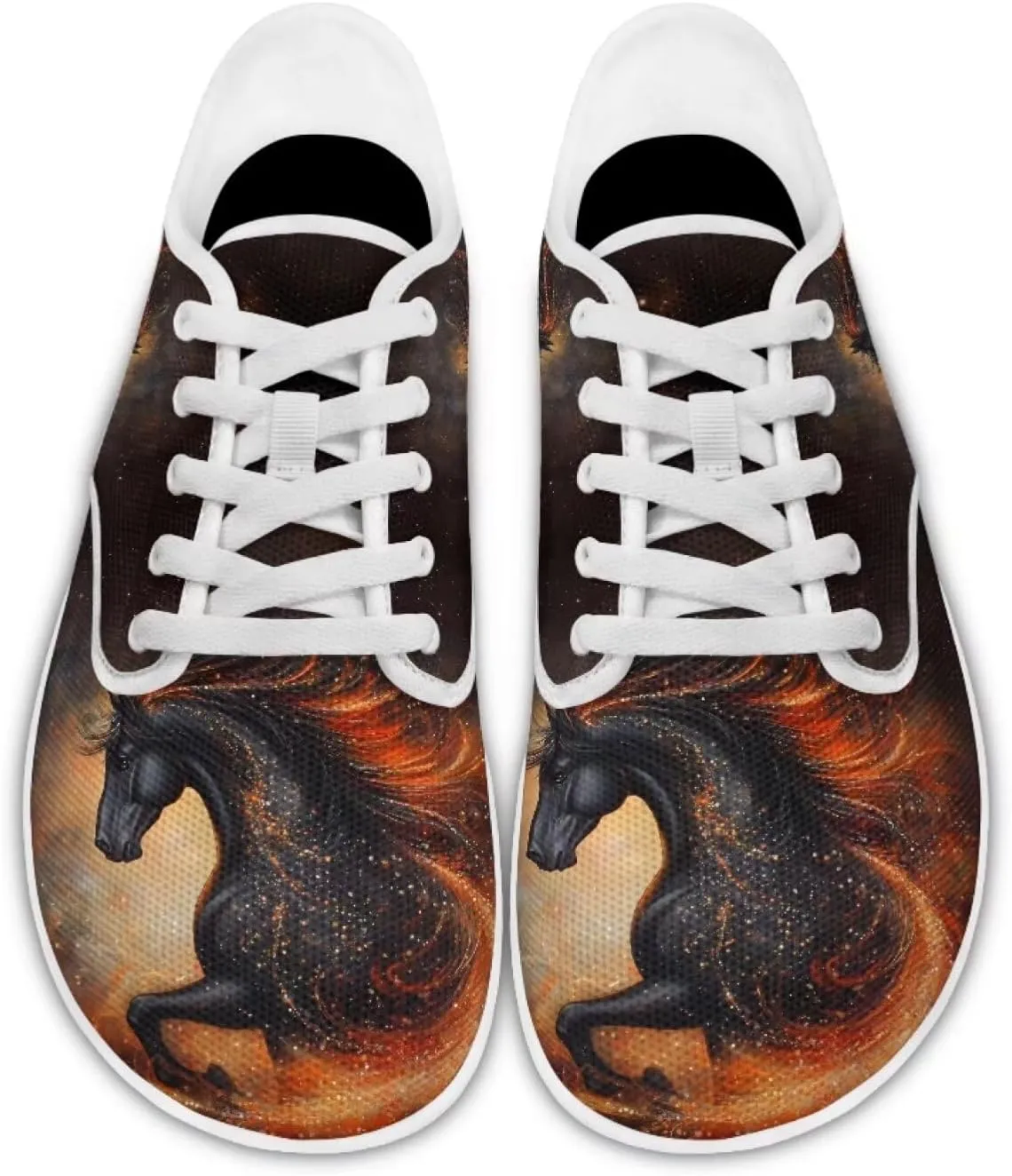 chaqlin Horse Sneaker Classic Lace-Up Low Top Tennis Shoes Wide Flat Running Walking Sneaker Non Slip Barefoot Shoe