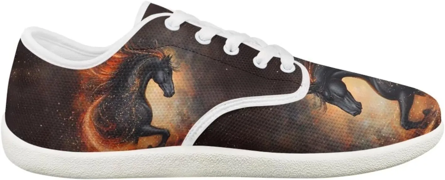 chaqlin Horse Sneaker Classic Lace-Up Low Top Tennis Shoes Wide Flat Running Walking Sneaker Non Slip Barefoot Shoe