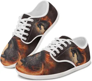 chaqlin Horse Sneaker Classic Lace-Up Low Top Tennis Shoes Wide Flat Running Walking Sneaker Non Slip Barefoot Shoe