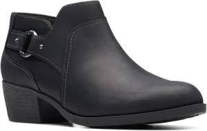 Clarks Women's Charlten Grace Ankle Boot - New - Black Oily Leather - Size 8