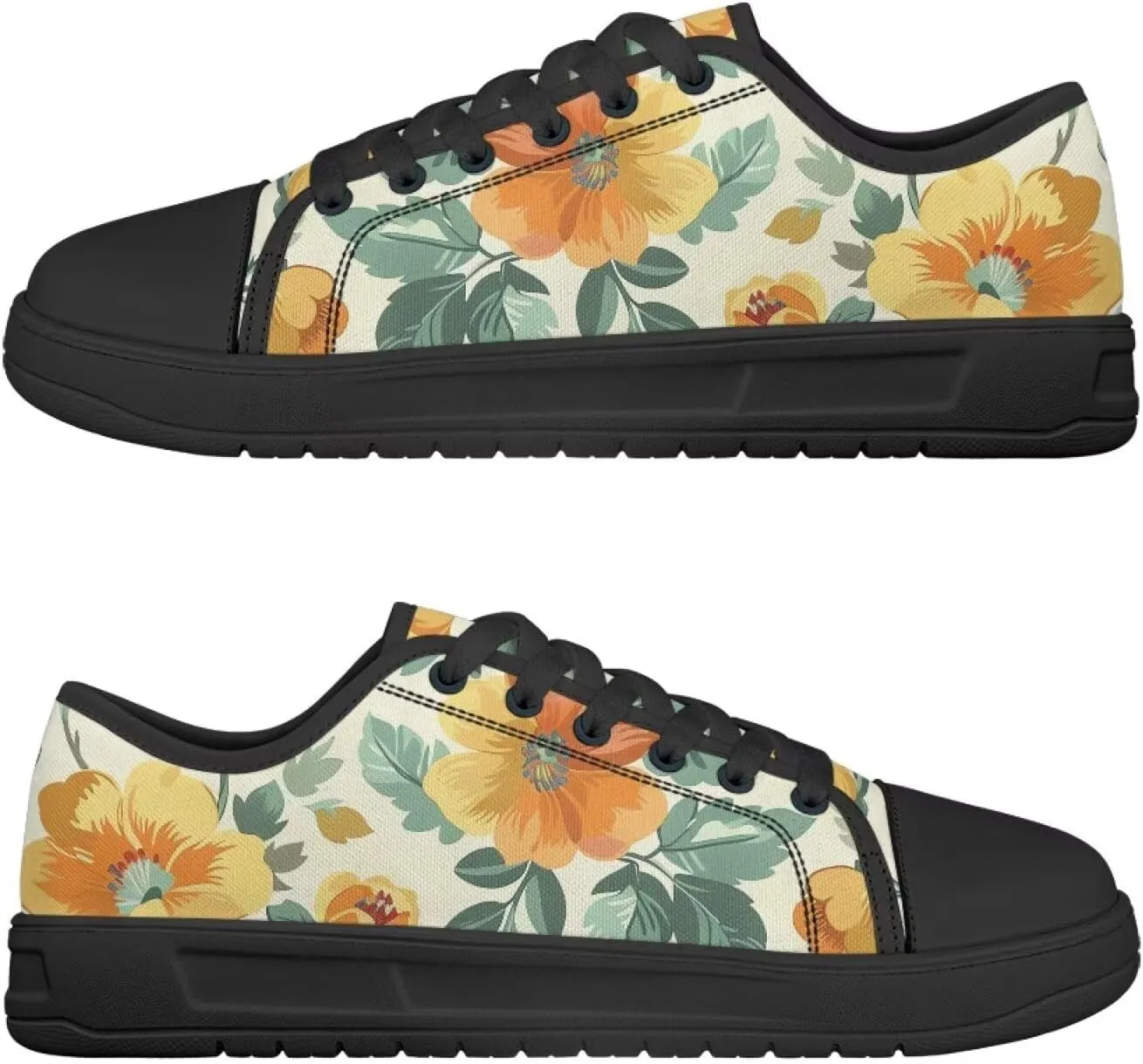 Classic Slip On Canvas Shoes for Womens Mother Lightweight Comfortable Tennis Sneakers Size 6-13.5 Black Sole