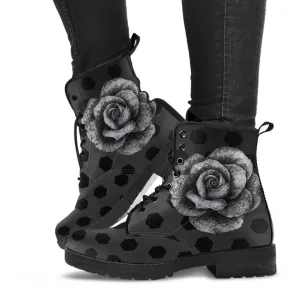 Combat Boots - Classic Roses | Boho Shoes, Goth Boots, Gothic Boots, Handmade Lace Up Boots, Vegan Leather Lace Up Boots, Sorority Shoes