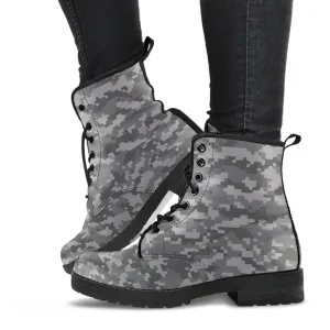 Combat Boots - Gray Camouflage Boots | Boho Shoes, Handmade Lace Up Boots, 90s Boots, 2000s Boots, Camouflage Boots, Hipster Boots