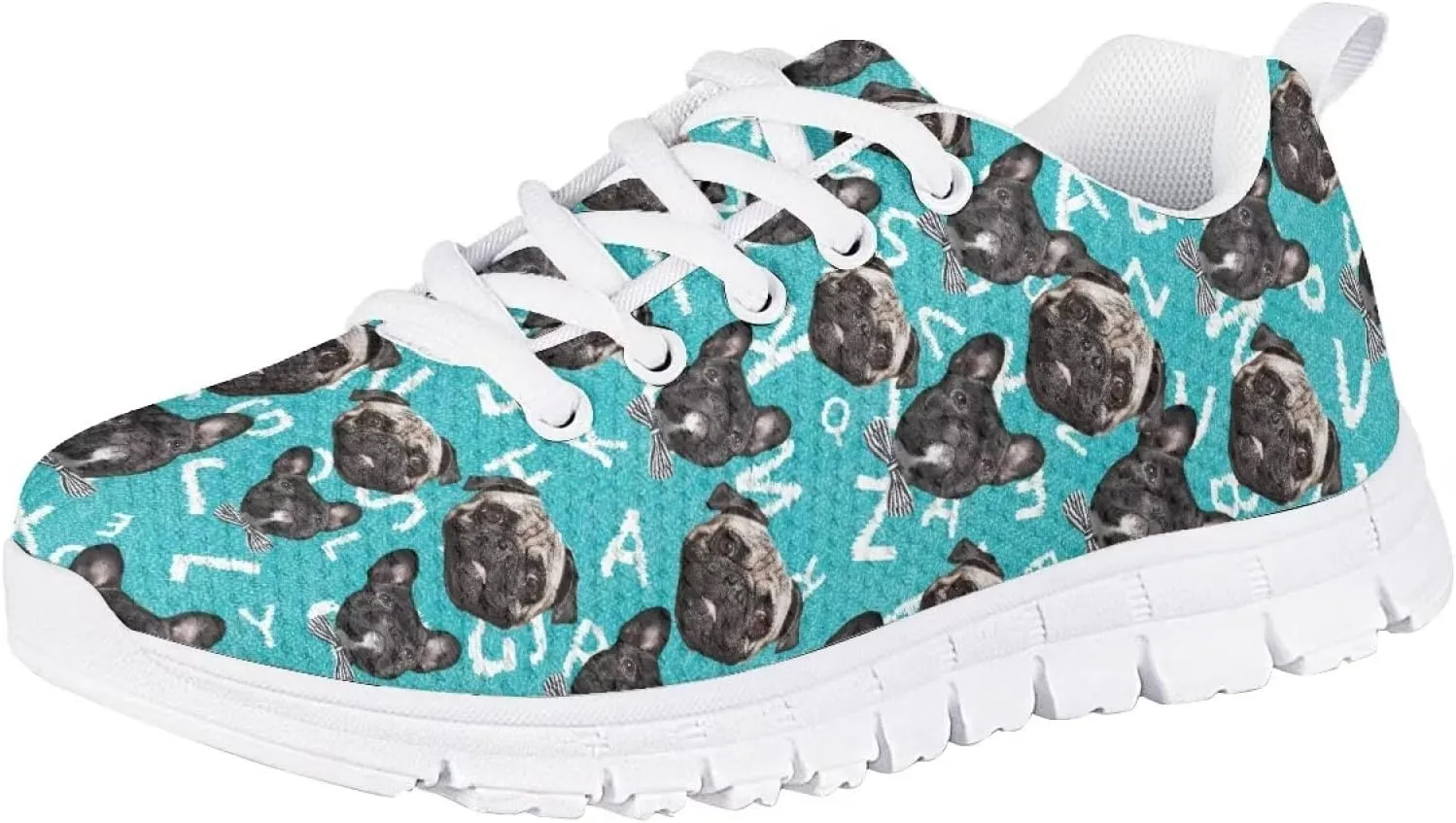 Cute Running Tennis Shoes for Girls Nonslip Lace Up Mesh Athletic Shoes Kids School Casual Soft Walking Sneakers