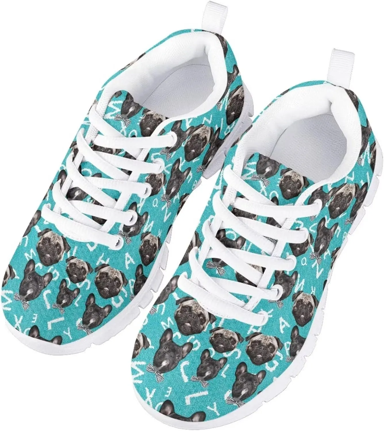 Cute Running Tennis Shoes for Girls Nonslip Lace Up Mesh Athletic Shoes Kids School Casual Soft Walking Sneakers