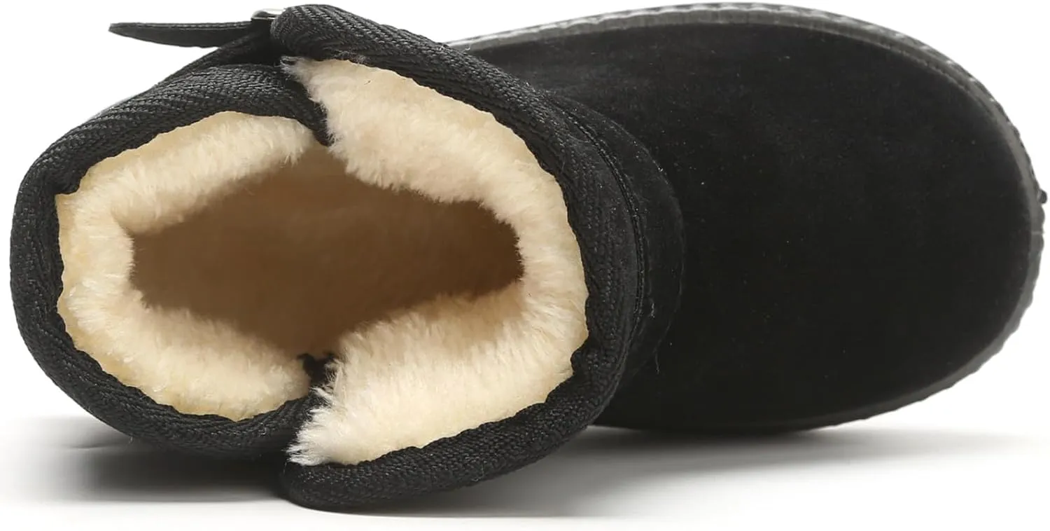 DADAWEN Baby's Boy's Girl's Toddler Fashion Cute Waterproof Outdoor Fur Lining Non-Slip Warm Snow Boots