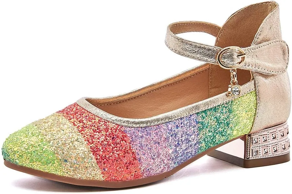 DKZSYIM Little Girl's Adorable Sparkle Mary Jane Wedding Party Princess Party Dress Shoes,Model KM231