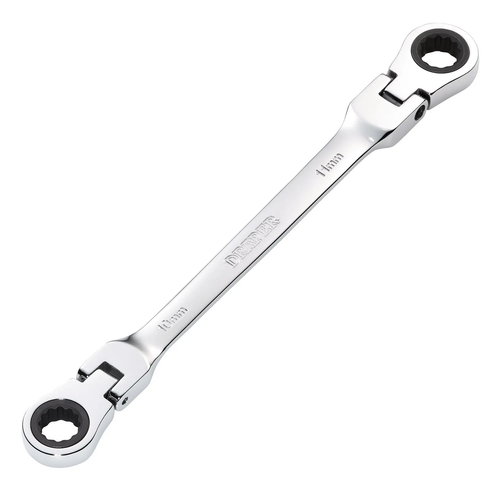 Draper Hi-Torq® Metric Flexible Head Double Ring Ratchet Spanner, 10 X 11mm - 8231FBSMM