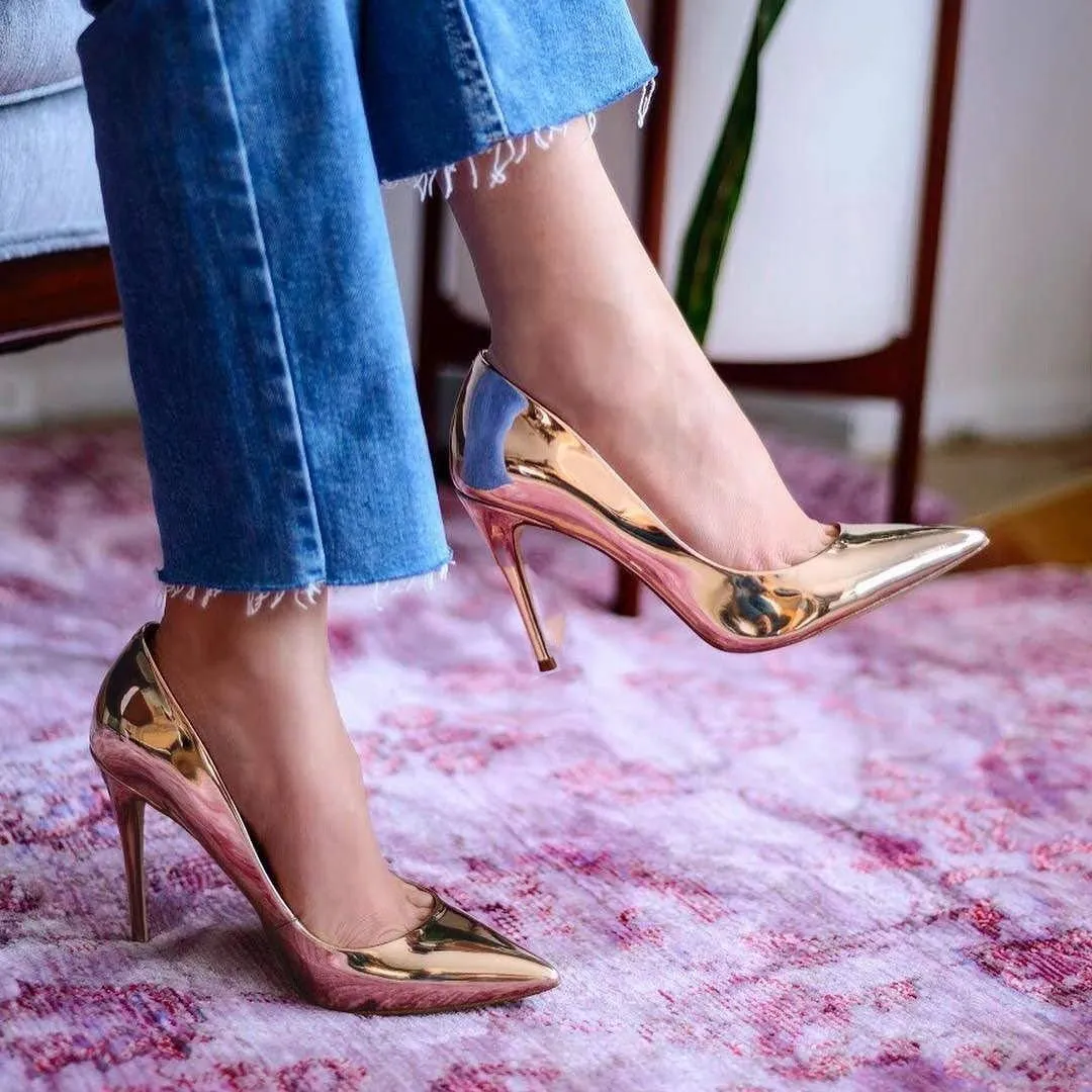 Elisabet Tang High Heels, Womens Pointed Toe Slip on Stilettos Party Wedding Pumps Basic Shoes
