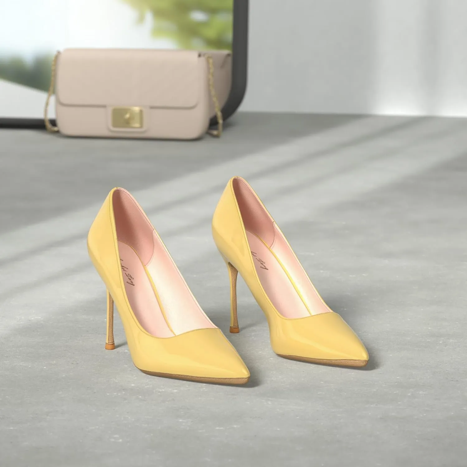 Elisabet Tang High Heels, Womens Pointed Toe Slip on Stilettos Party Wedding Pumps Basic Shoes