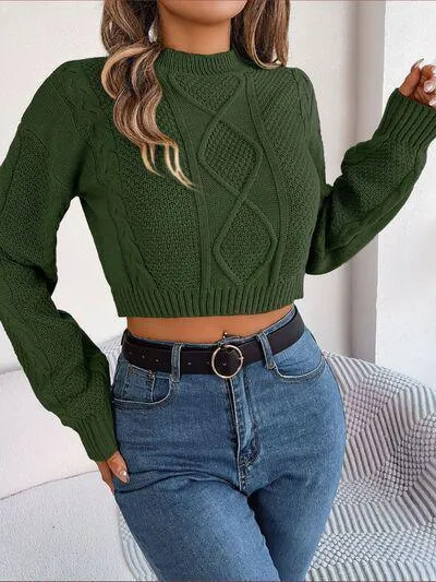 Feel Young And Comfy Cropped Cable Knit Sweater