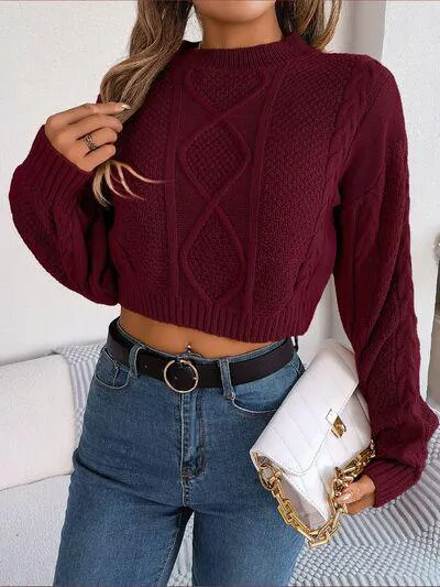Feel Young And Comfy Cropped Cable Knit Sweater
