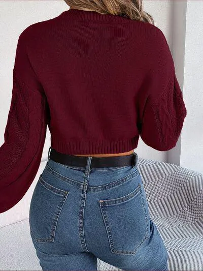 Feel Young And Comfy Cropped Cable Knit Sweater