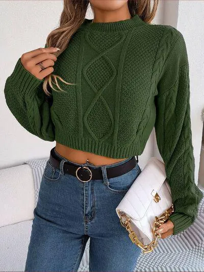 Feel Young And Comfy Cropped Cable Knit Sweater