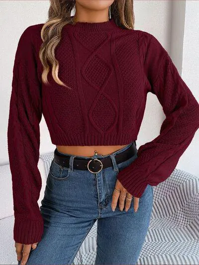 Feel Young And Comfy Cropped Cable Knit Sweater