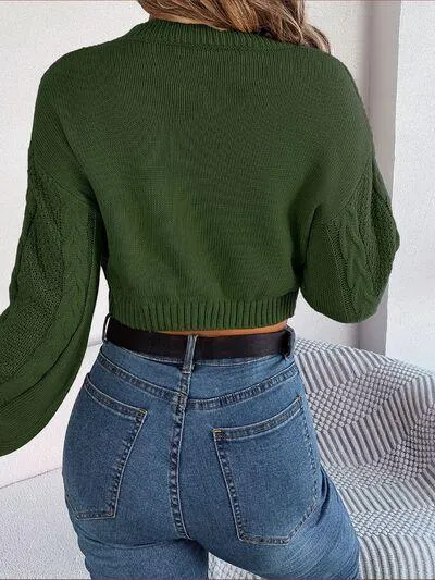 Feel Young And Comfy Cropped Cable Knit Sweater